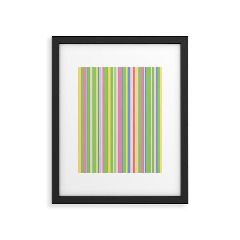 Summer Stripes Lime Green Multicolor Pattern Framed Art Print Gallery Image 5