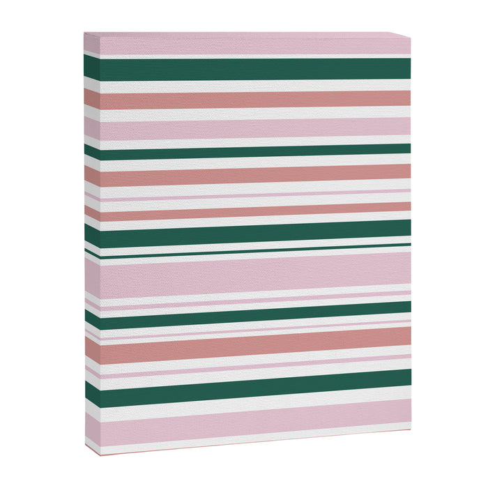 Summer Stripes - Pink, Dusty Rose, Green, and White Canvas Print Gallery Image 1