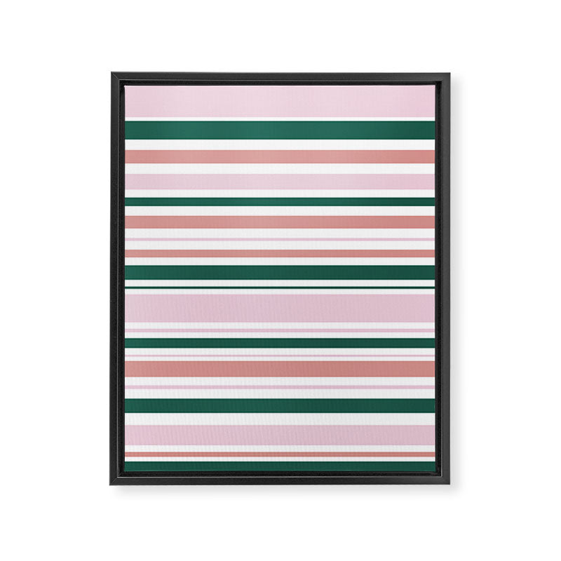 Summer Stripes - Pink, Dusty Rose, Green, and White Framed Canvas Print Gallery Image 8