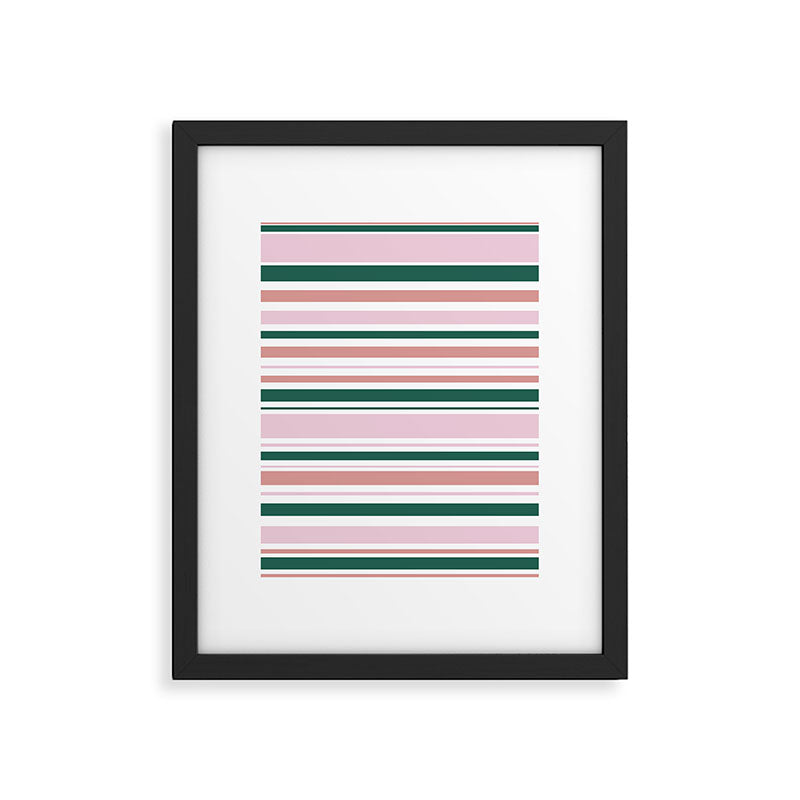 Summer Stripes - Pink, Dusty Rose, Green, and White Framed Art Print Gallery Image 6