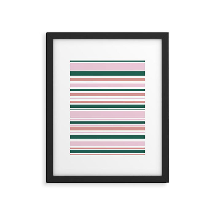 Summer Stripes - Pink, Dusty Rose, Green, and White Framed Art Print Gallery Image 1