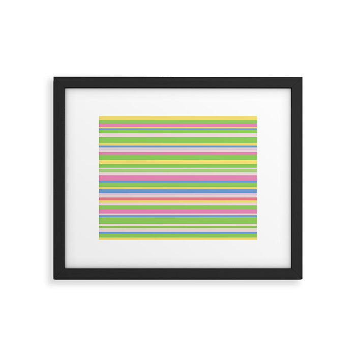 Summer Stripes Spring Green Pastel Multicolor Pattern Framed Art Print Gallery Image 1