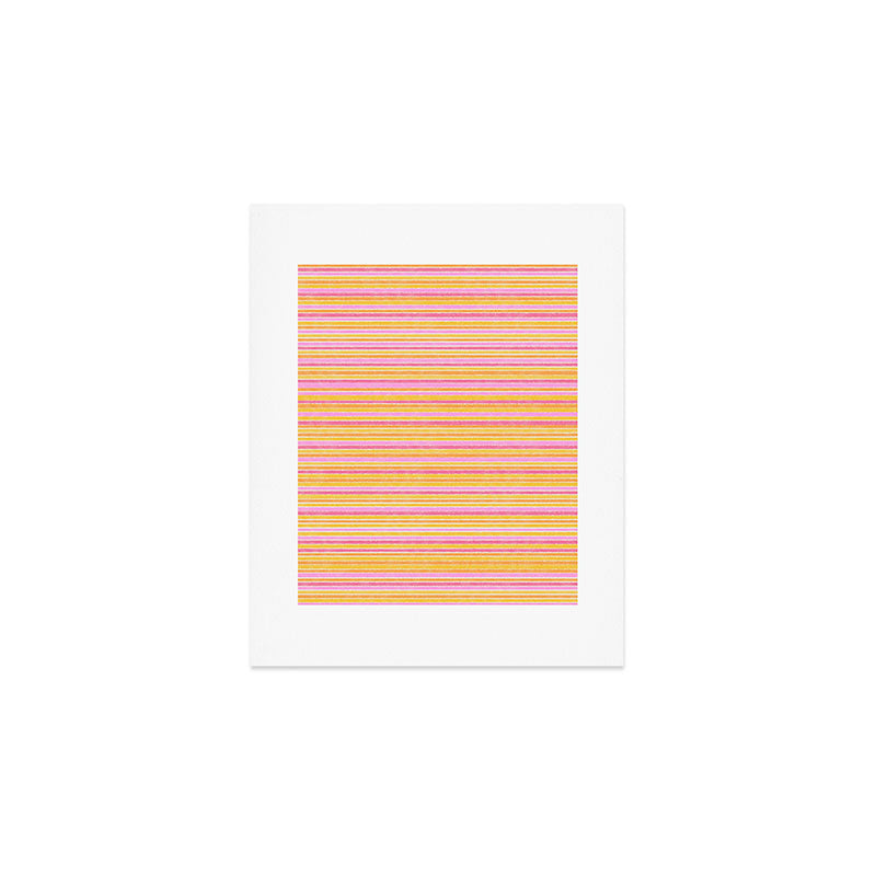 Summer Watercolor Fine Striped Pattern Pink Orange Yellow Art Print Gallery Image 1