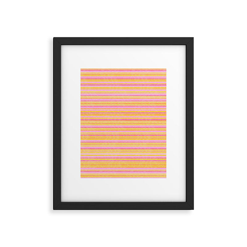 Summer Watercolor Fine Striped Pattern Pink Orange Yellow Framed Art Print Gallery Image 6