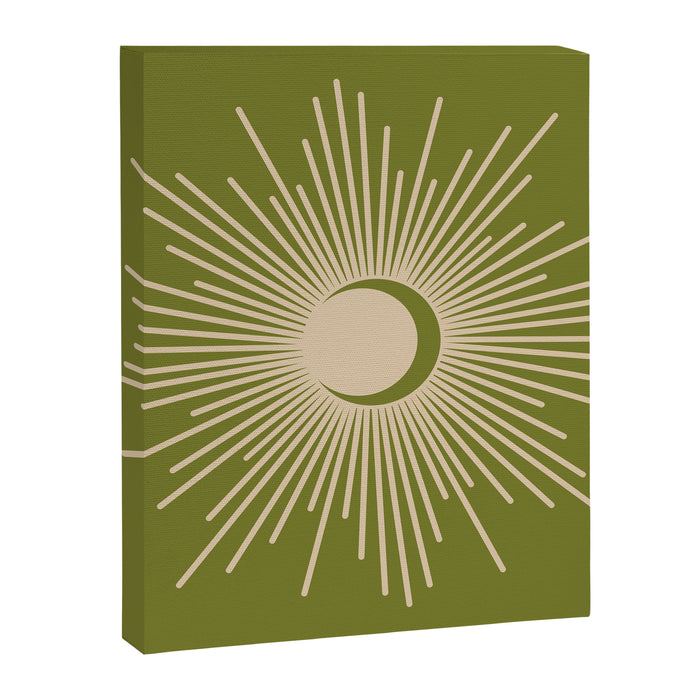 Sun and Moon 2 - Mid Century Modern Minimalism in Mid Mod Olive Green and Beige Canvas Print Gallery Image 1