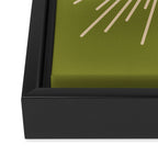 Sun and Moon 2 - Mid Century Modern Minimalism in Mid Mod Olive Green and Beige Framed Canvas Print Gallery Image 3