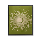 Sun and Moon 2 - Mid Century Modern Minimalism in Mid Mod Olive Green and Beige Framed Canvas Print Gallery Image 8
