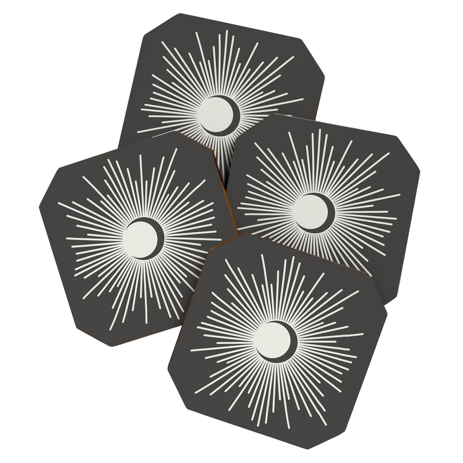 Sun and Moon - Charcoal Gray  Coaster Gallery Image 1
