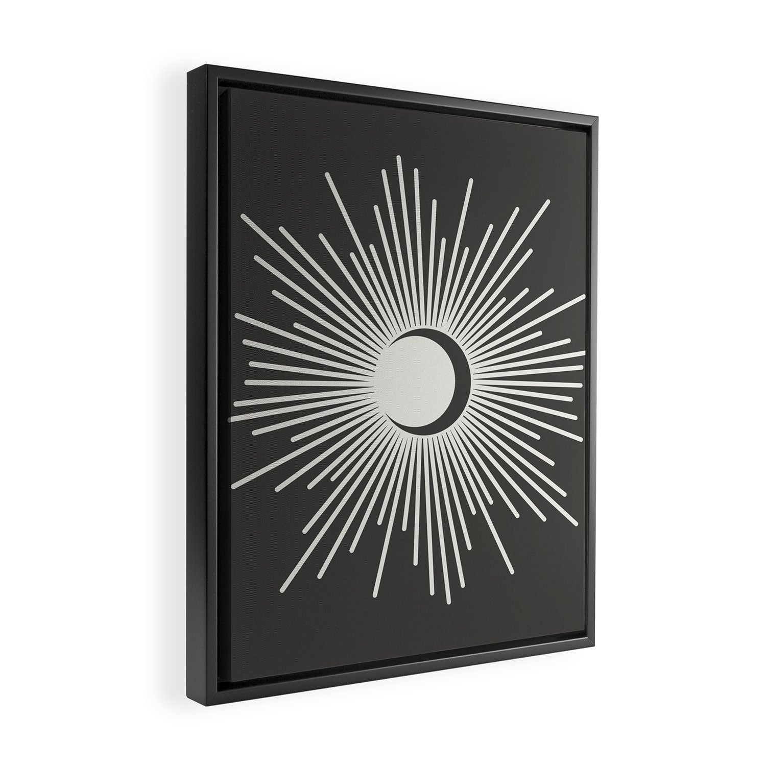 Sun and Moon - Charcoal Gray  Framed Canvas Print Gallery Image 2