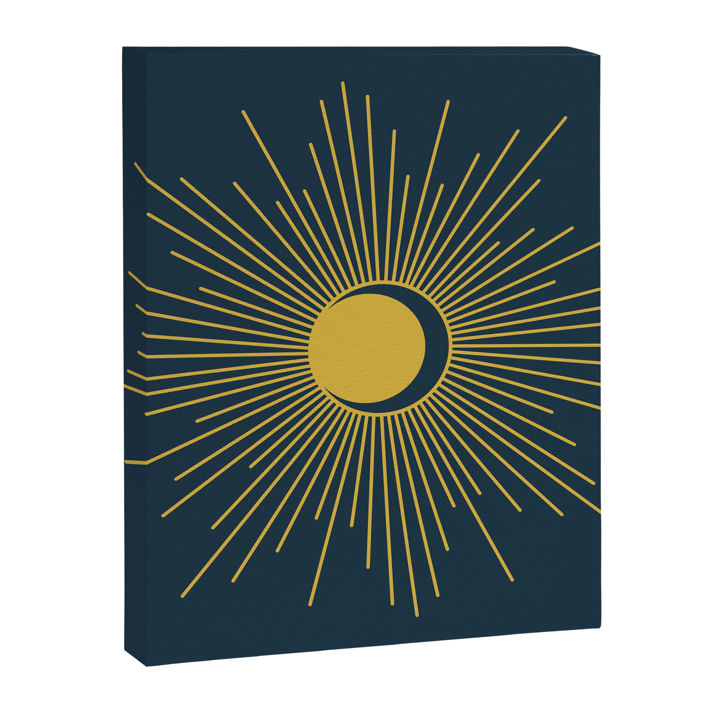 Sun and Moon - Mid Century Modern Minimalism in Light Mustard and Navy Blue Canvas Print Gallery Image 8