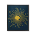 Sun and Moon - Mid Century Modern Minimalism in Light Mustard and Navy Blue Framed Canvas Print Gallery Image 8