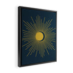 Sun and Moon - Mid Century Modern Minimalism in Light Mustard and Navy Blue Framed Canvas Print Gallery Image 2