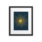 Sun and Moon - Mid Century Modern Minimalism in Light Mustard and Navy Blue Framed Art Print Gallery Image 6