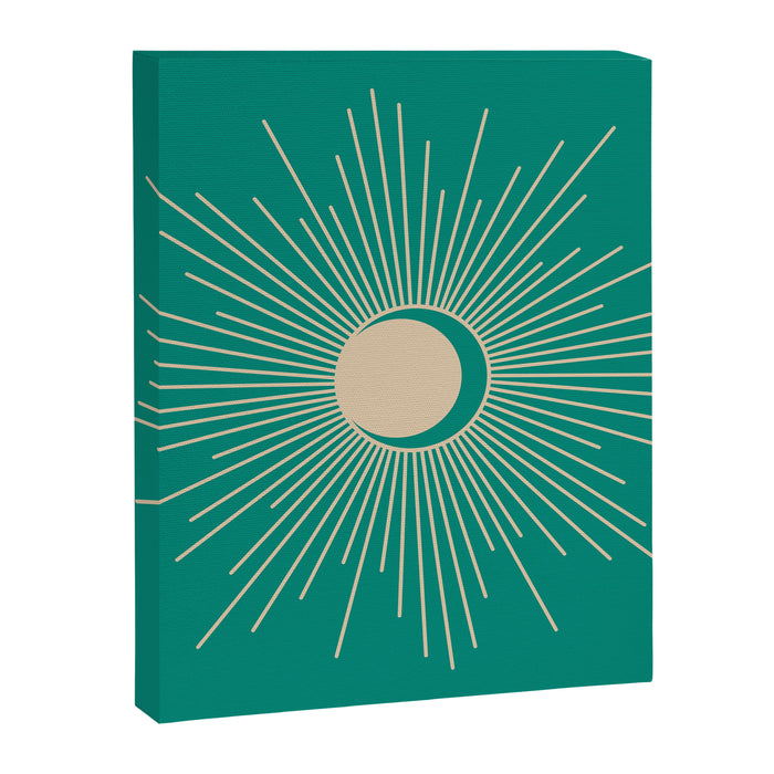 Sun and Moon - Mid Century Modern Minimalism in Mid Mod Teal and Beige Canvas Print Gallery Image 1