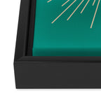 Sun and Moon - Mid Century Modern Minimalism in Mid Mod Teal and Beige Framed Canvas Print Gallery Image 3