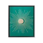 Sun and Moon - Mid Century Modern Minimalism in Mid Mod Teal and Beige Framed Canvas Print Gallery Image 8