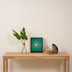 Sun and Moon - Mid Century Modern Minimalism in Mid Mod Teal and Beige Framed Canvas Print Gallery Image 4