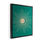Sun and Moon - Mid Century Modern Minimalism in Mid Mod Teal and Beige Framed Canvas Print Gallery Image 2