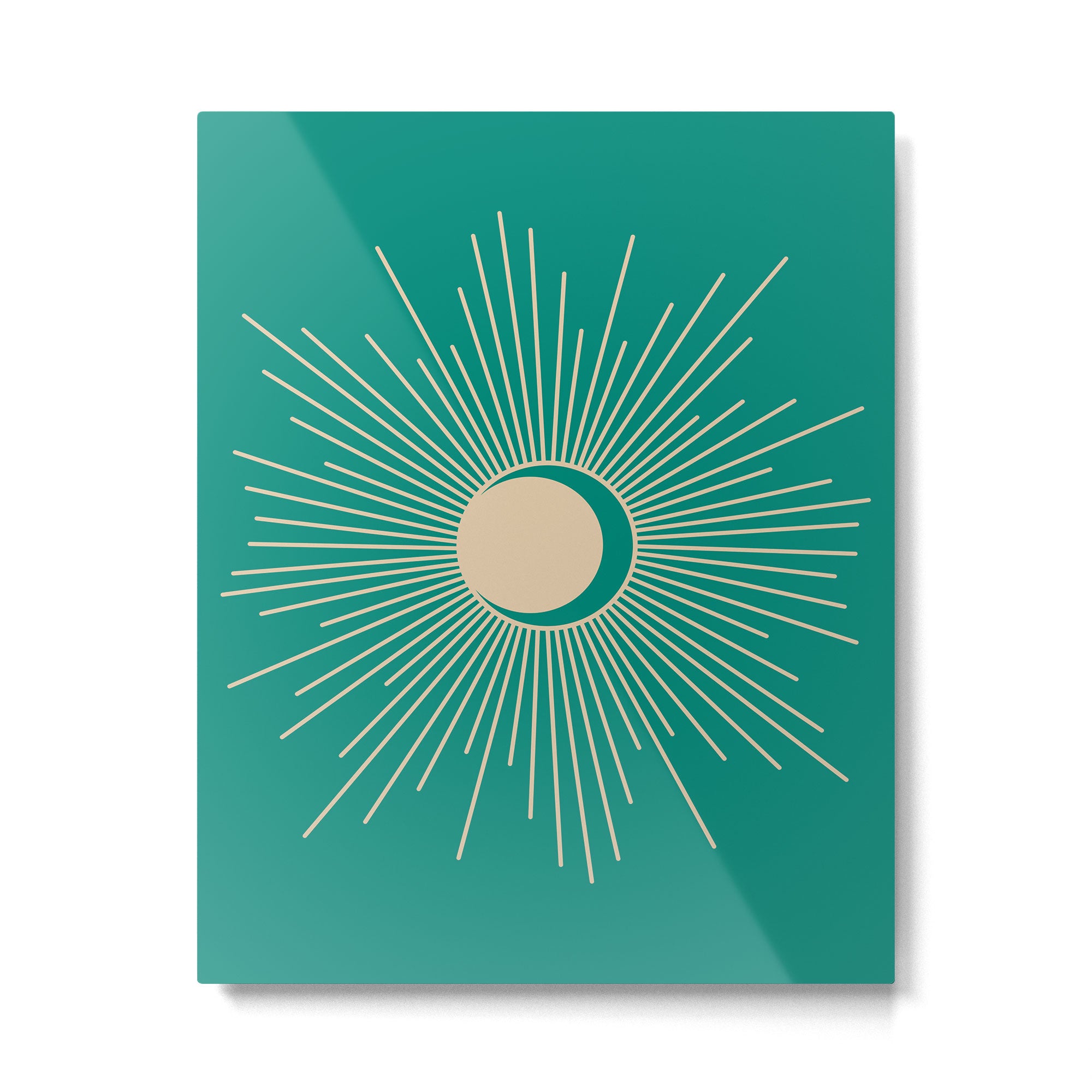 Sun and Moon - Mid Century Modern Minimalism in Mid Mod Teal and Beige Metal Print Gallery Image 6