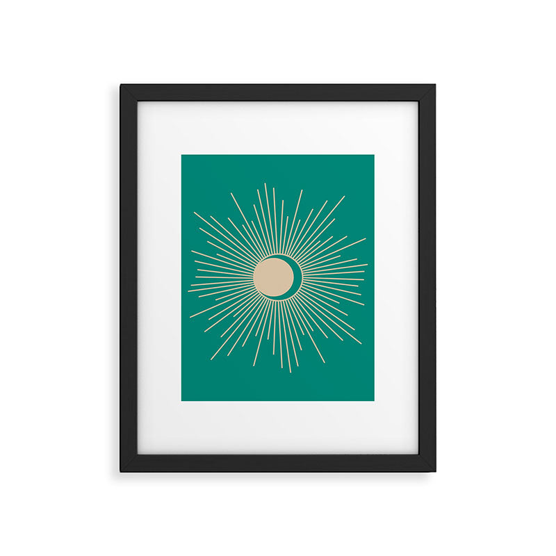 Sun and Moon - Mid Century Modern Minimalism in Mid Mod Teal and Beige Framed Art Print Gallery Image 6