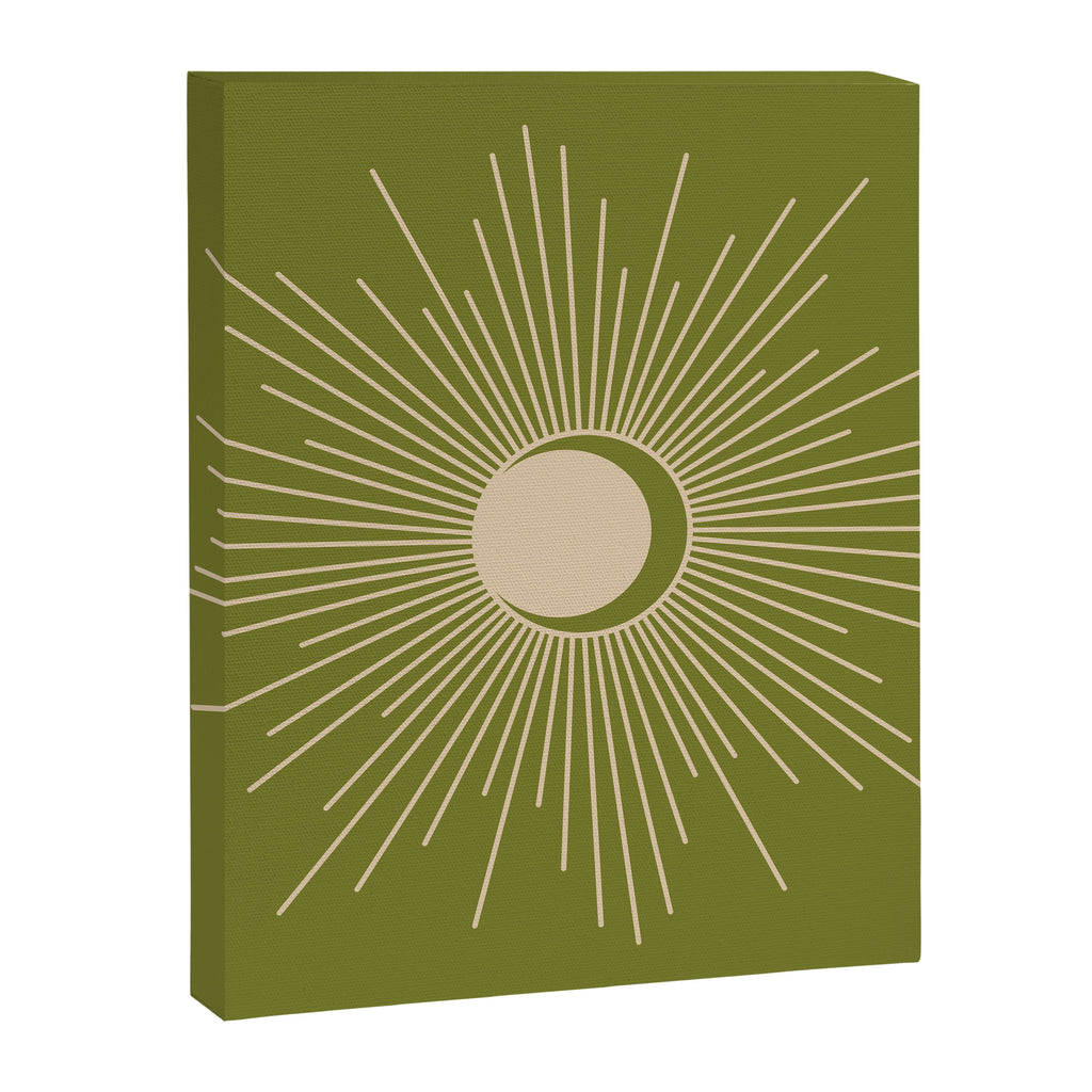 Sun and Moon - Minimalist Mid Mod Olive Green and Beige Design Canvas Print Gallery Image 8