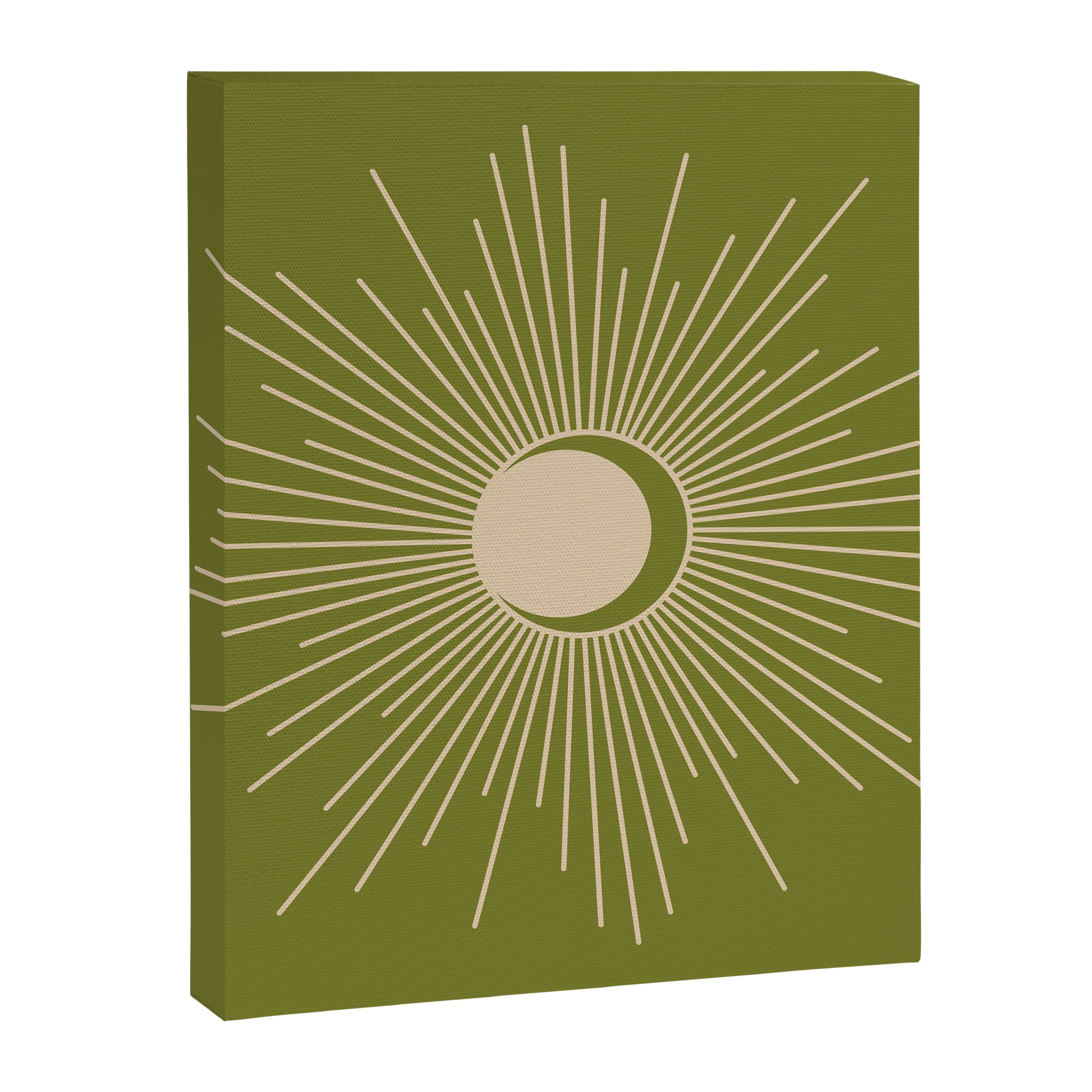 Sun and Moon - Minimalist Mid Mod Olive Green and Beige Design Canvas Print Gallery Image 8