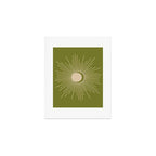 Sun and Moon - Minimalist Mid Mod Olive Green and Beige Design Art Print Gallery Image 1