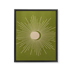 Sun and Moon - Minimalist Mid Mod Olive Green and Beige Design Framed Canvas Print Gallery Image 8