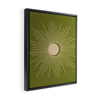 Sun and Moon - Minimalist Mid Mod Olive Green and Beige Design Framed Canvas Print Gallery Image 2