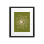Sun and Moon - Minimalist Mid Mod Olive Green and Beige Design Framed Art Print Gallery Image 6