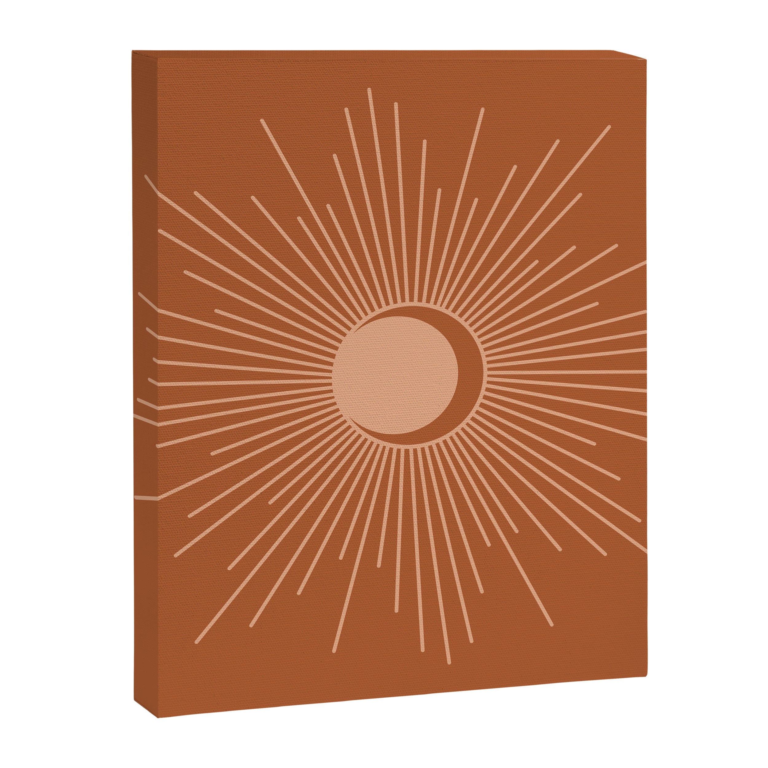 Sun and Moon Minimalist Sunburst in Terracotta Earth Tones Canvas Print Gallery Image 8