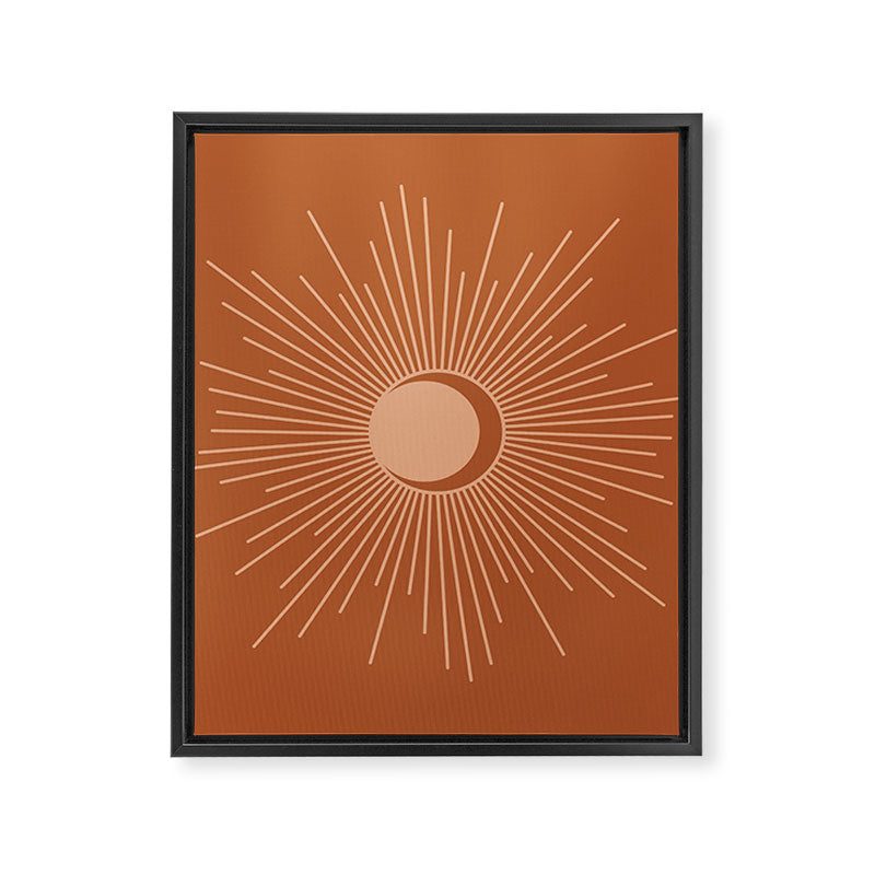 Sun and Moon Minimalist Sunburst in Terracotta Earth Tones Framed Canvas Print Gallery Image 8