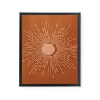 Sun and Moon Minimalist Sunburst in Terracotta Earth Tones Framed Canvas Print Gallery Image 8