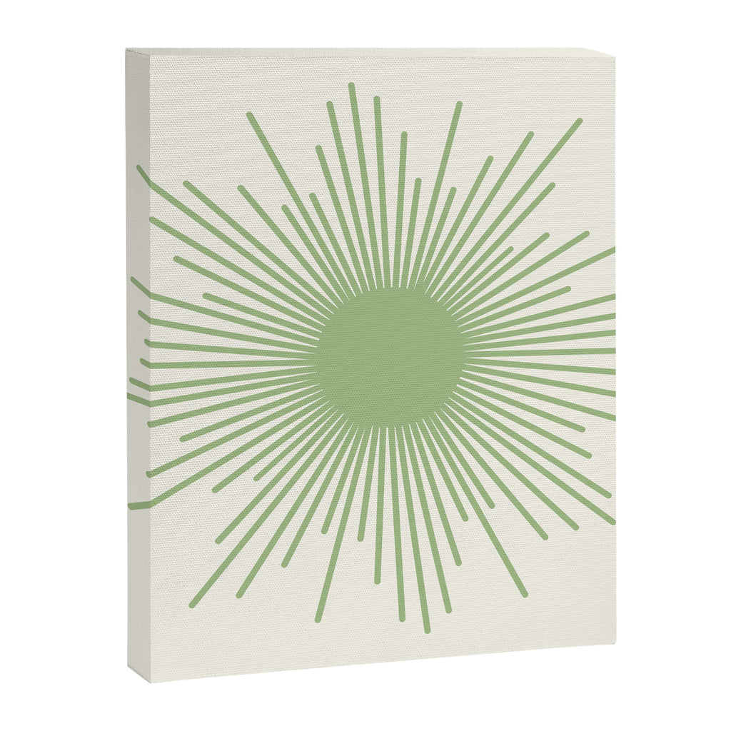 Sun - Mid Century Modern Minimalist Sun and Sun Rays in Light Sage Green & Cream Canvas Print Gallery Image 8