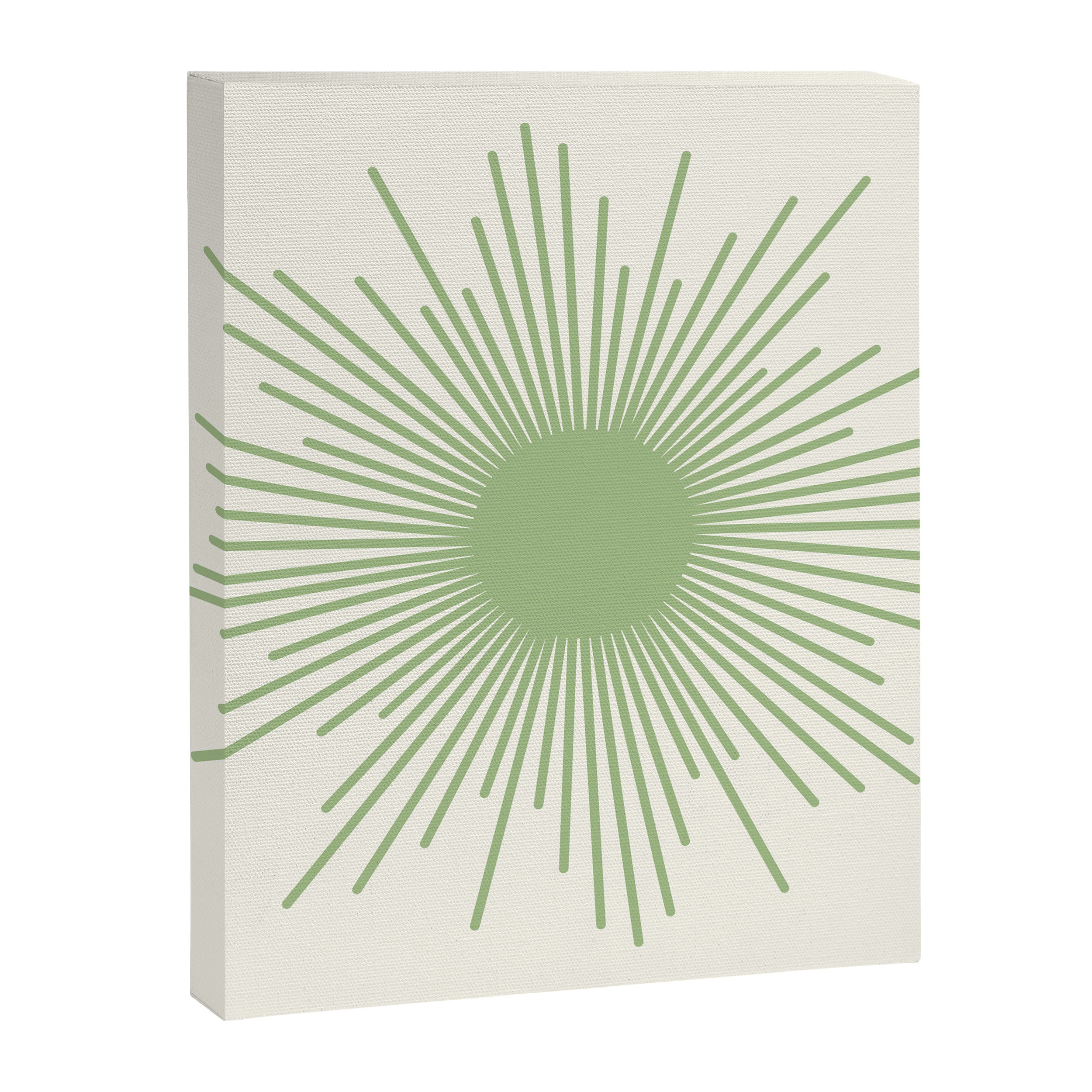 Sun - Mid Century Modern Minimalist Sun and Sun Rays in Light Sage Green & Cream Canvas Print Gallery Image 8