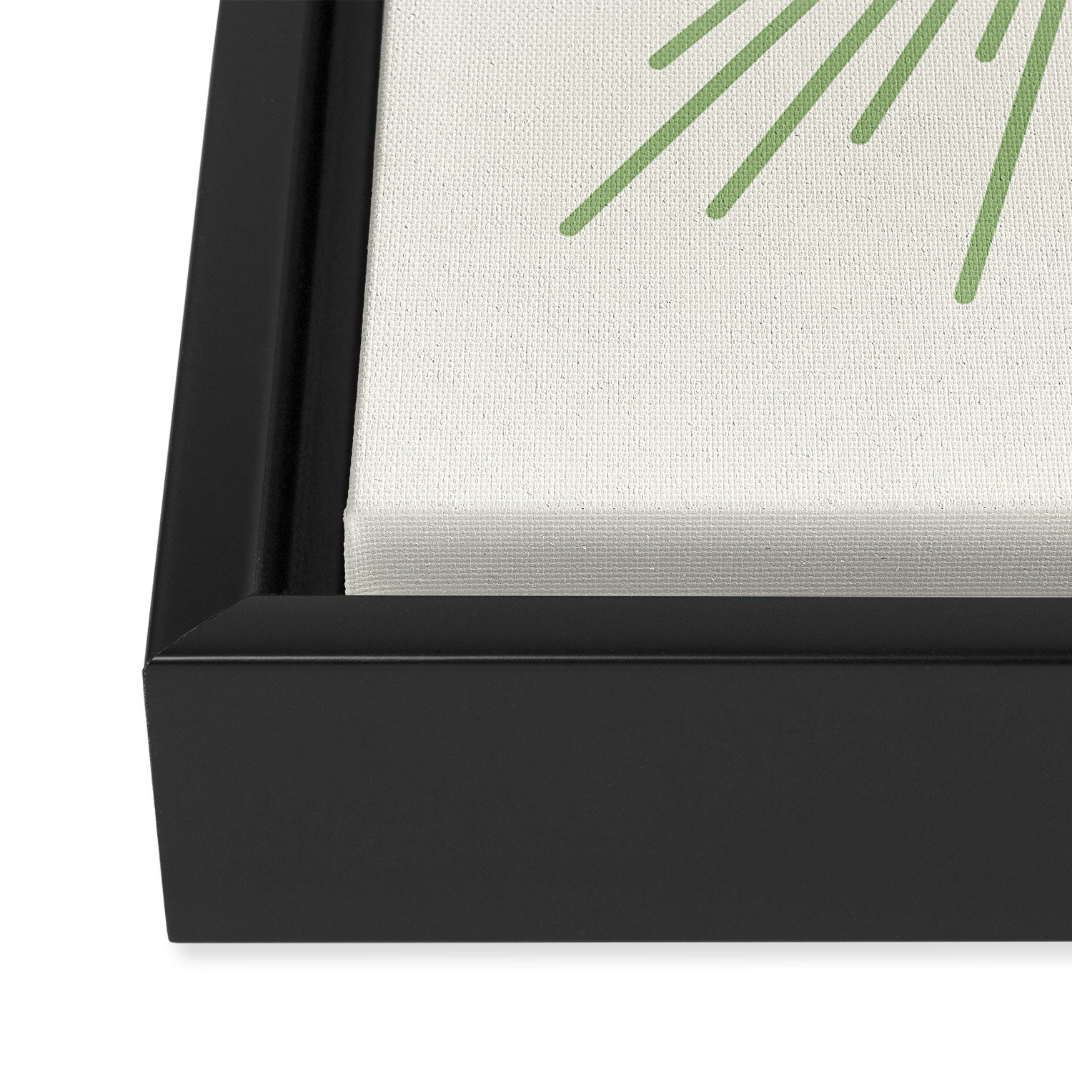 Sun - Mid Century Modern Minimalist Sun and Sun Rays in Light Sage Green & Cream Framed Canvas Print Gallery Image 3