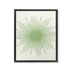 Sun - Mid Century Modern Minimalist Sun and Sun Rays in Light Sage Green & Cream Framed Canvas Print Gallery Image 8