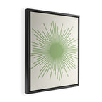 Sun - Mid Century Modern Minimalist Sun and Sun Rays in Light Sage Green & Cream Framed Canvas Print Gallery Image 2
