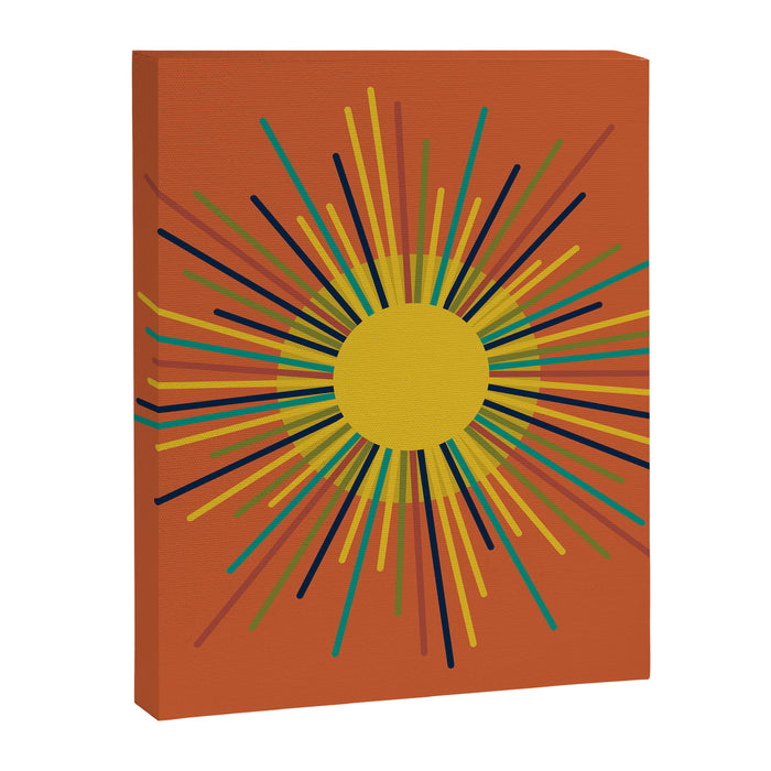Sun - Mid Century Modern Multicolor Sunburst on Orange Canvas Print Gallery Image 1