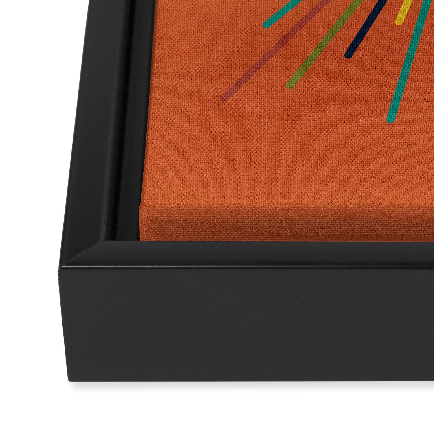 Sun - Mid Century Modern Multicolor Sunburst on Orange Framed Canvas Print Gallery Image 3