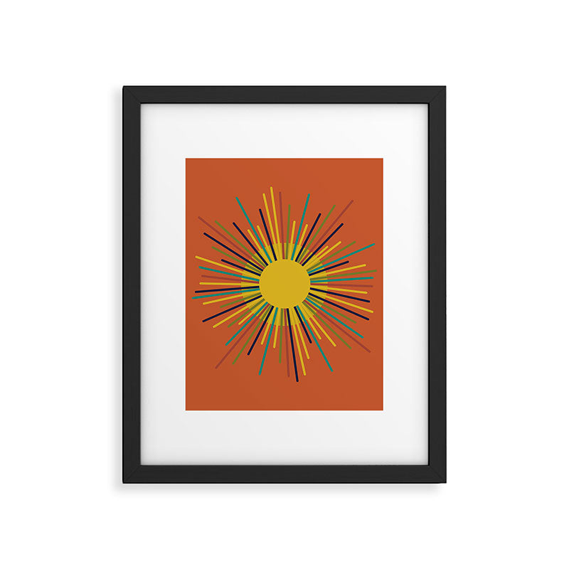 Sun - Mid Century Modern Multicolor Sunburst on Orange Framed Art Print Gallery Image 6