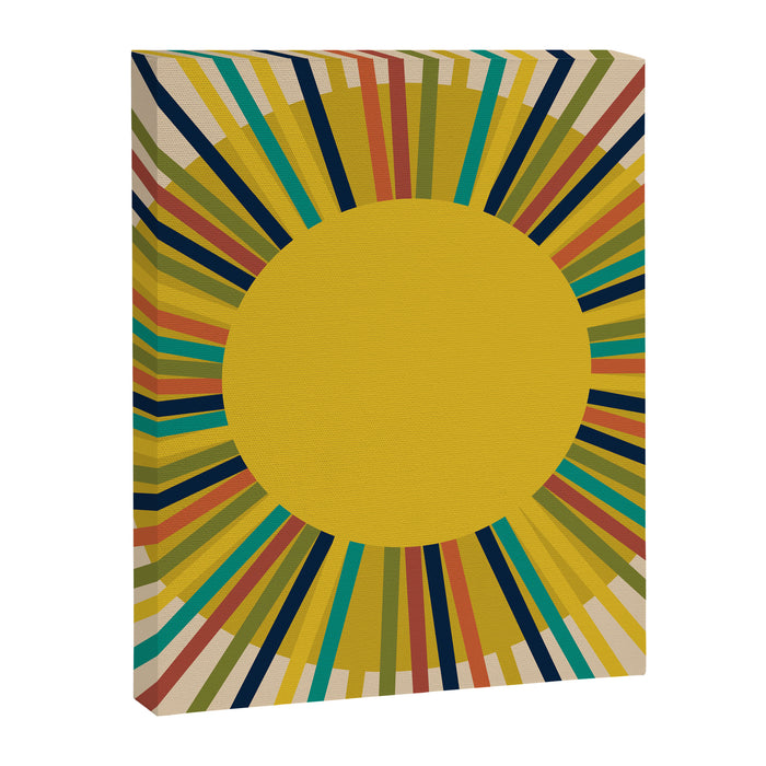 Sunbow 3 - Mid Mod Multicolor Sunburst Sun on Beige Canvas Print Gallery Image 1