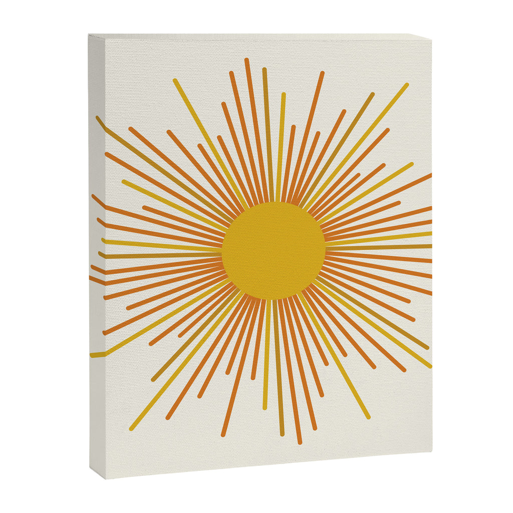 Sunburst Mid Century Modern Sun in Orange and Mustard on Light Cream Canvas Print Gallery Image 8