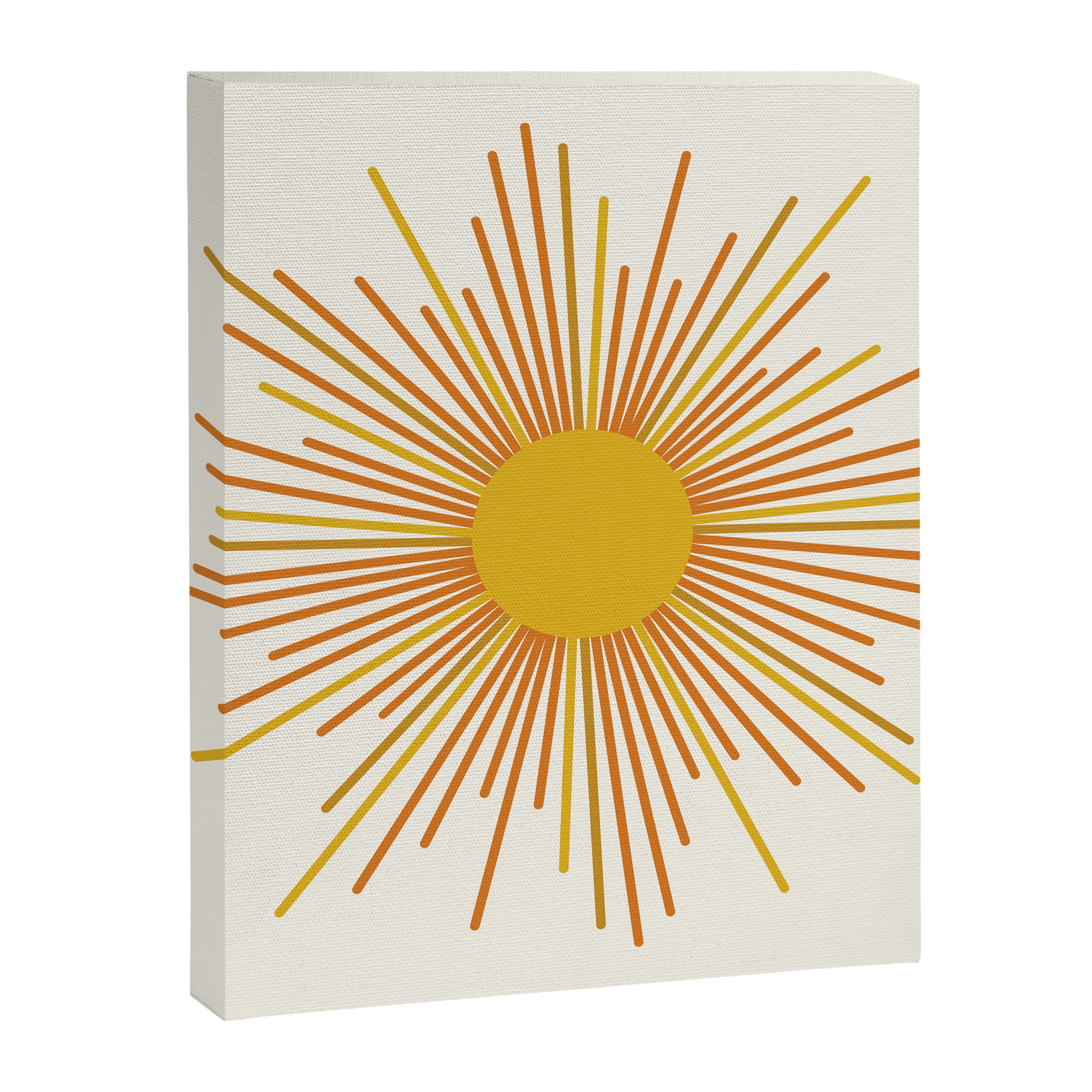 Sunburst Mid Century Modern Sun in Orange and Mustard on Light Cream Canvas Print Gallery Image 8