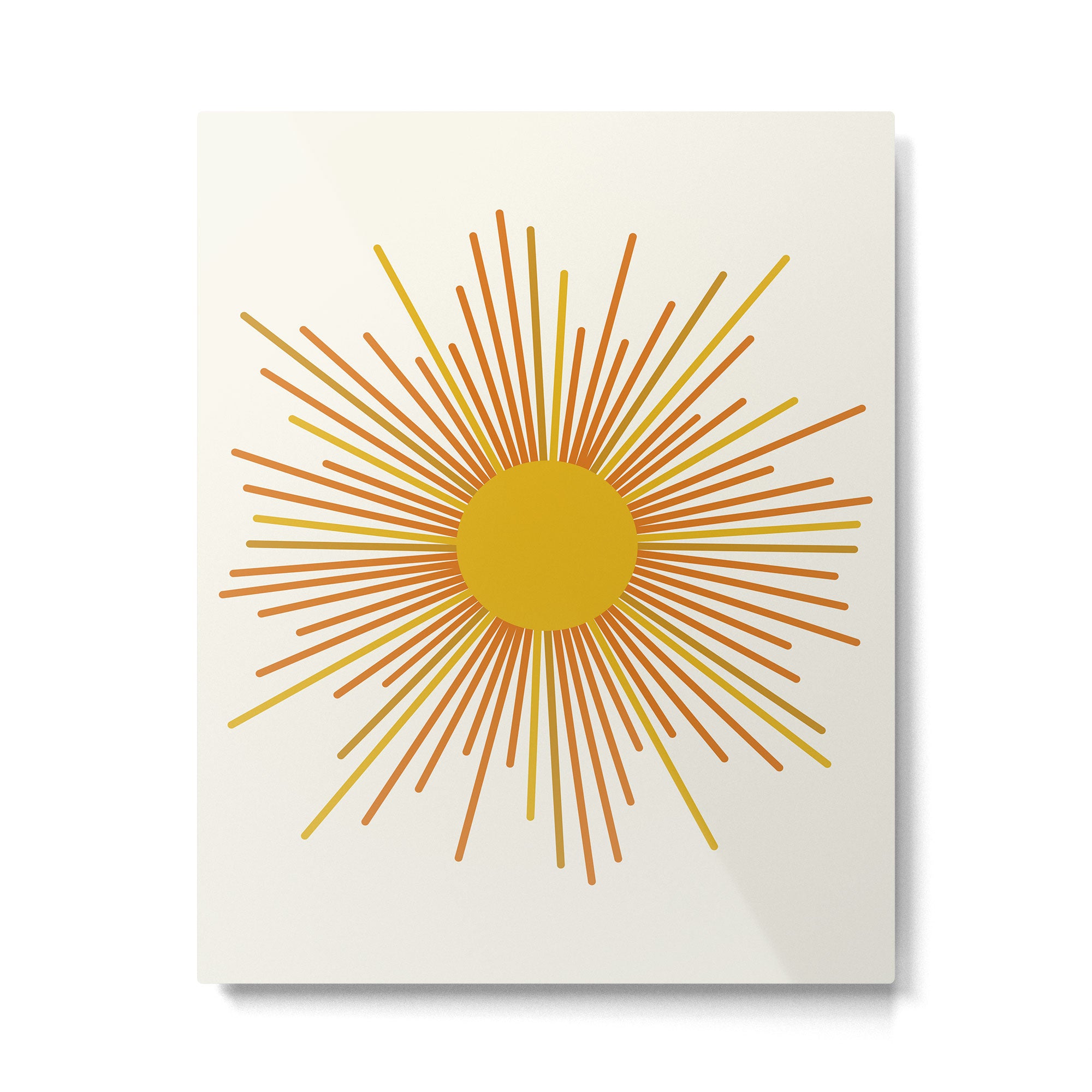 Sunburst Mid Century Modern Sun in Orange and Mustard on Light Cream Metal Print Gallery Image 6