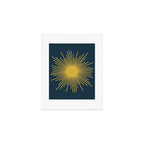 Sunburst - Minimalist Mid Century Modern Sun in Navy Blue and Light Mustard Yellow Art Print Gallery Image 1