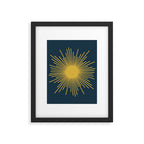 Sunburst - Minimalist Mid Century Modern Sun in Navy Blue and Light Mustard Yellow Framed Art Print Gallery Image 6