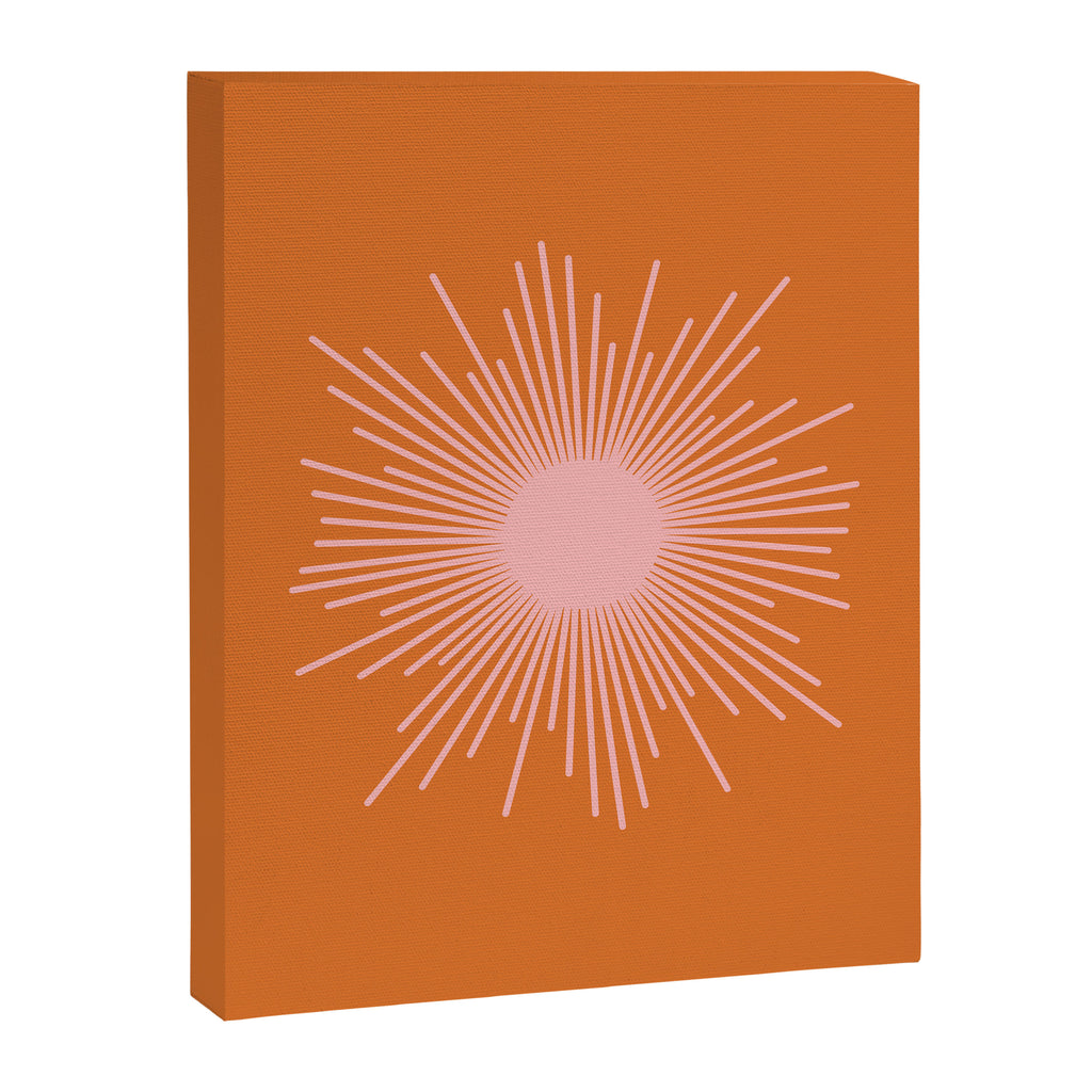 Sunburst - Minimalist Mid Century Modern Sun in Pink and Orange Canvas Print Gallery Image 8