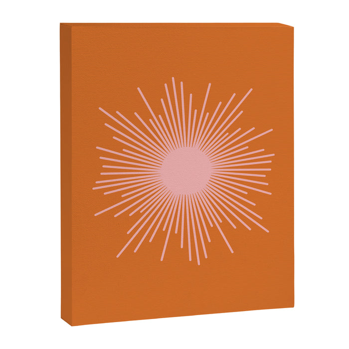 Sunburst - Minimalist Mid Century Modern Sun in Pink and Orange Canvas Print Gallery Image 1