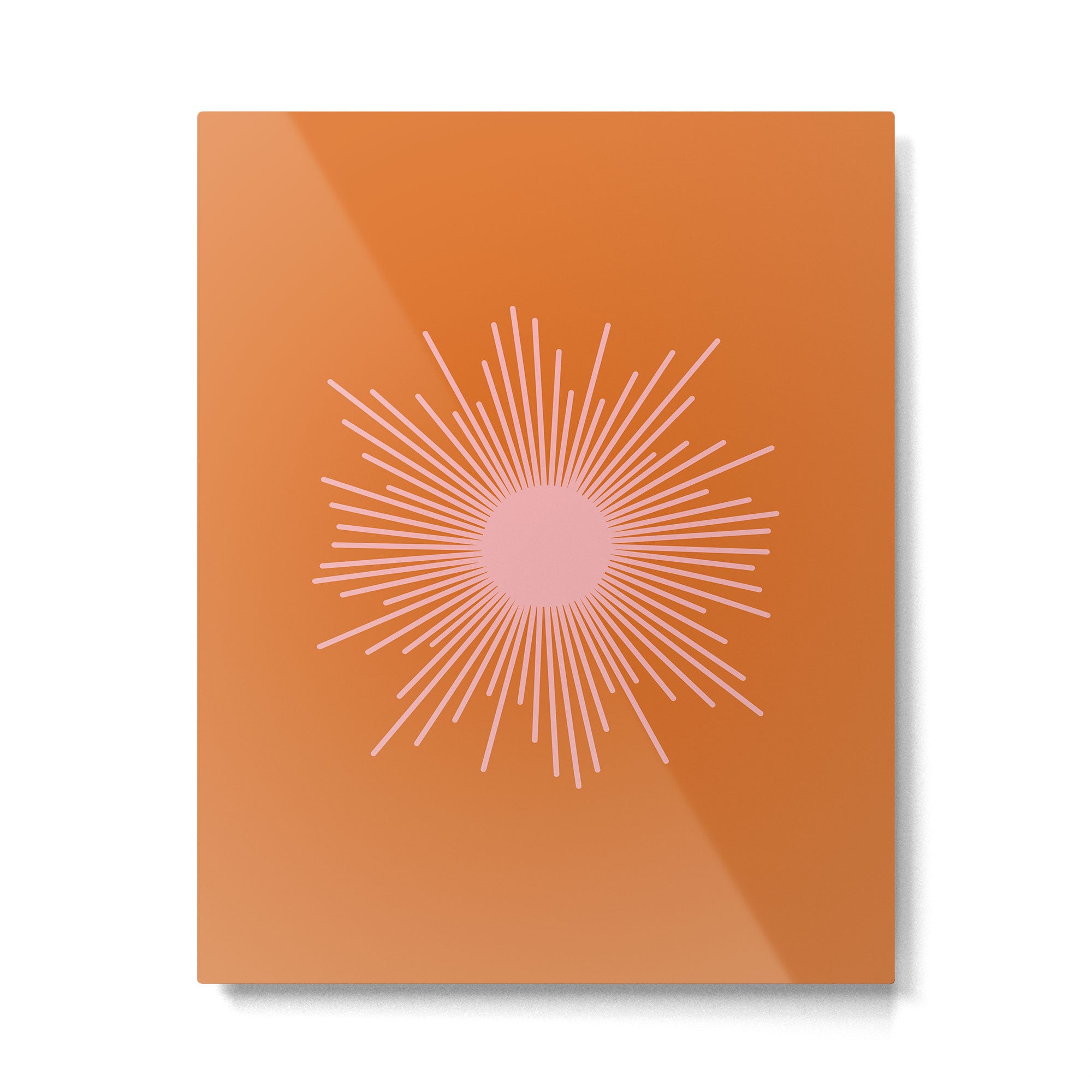 Sunburst - Minimalist Mid Century Modern Sun in Pink and Orange Metal Print Gallery Image 6